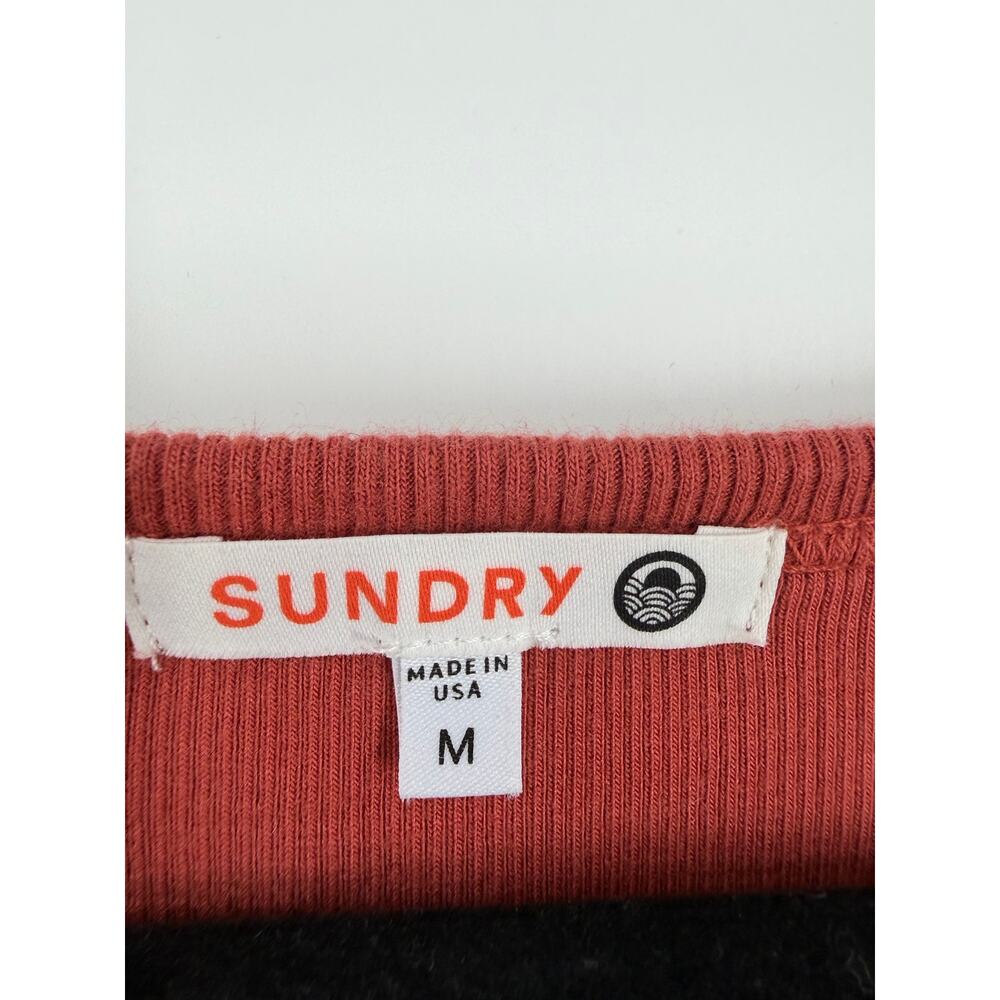Sundry Side-Ruched Rib Knit Tank Midi Dress Size M in Terracotta Stretch Coastal - Picture 4 of 9